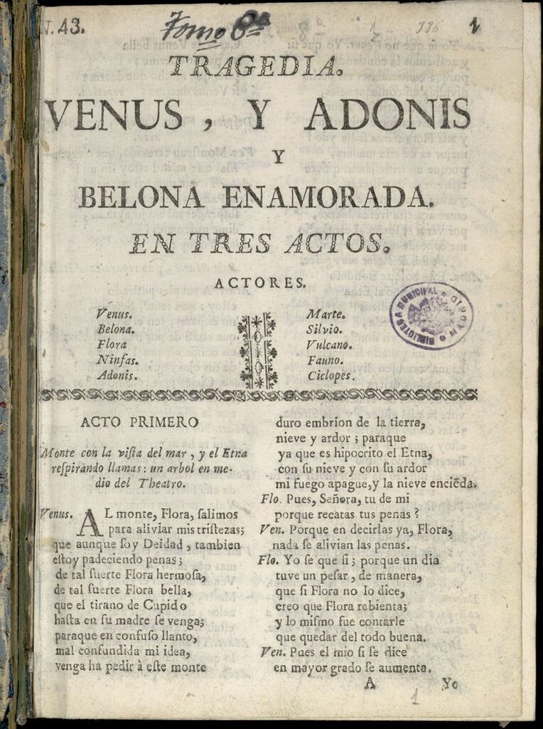 Miniatura de Venus y Adonis y Belona enamorada