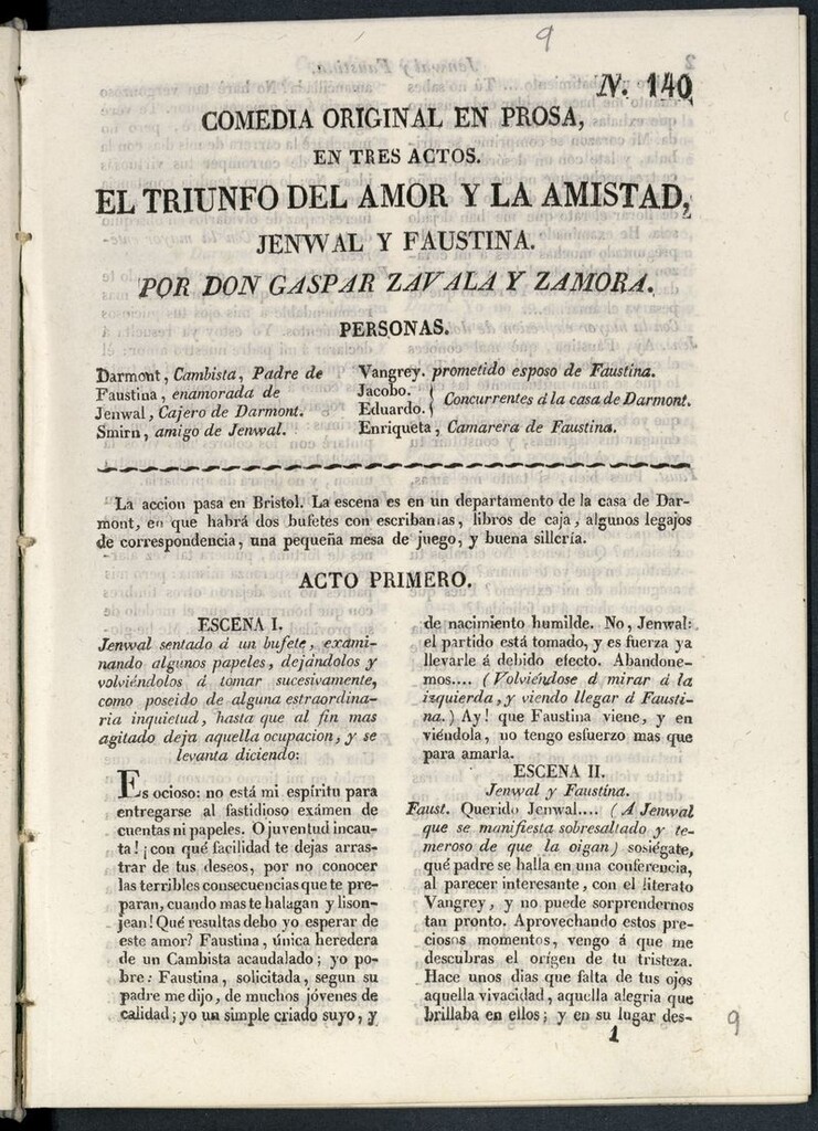 Miniatura de El triunfo del amor y de la amistad, Jenwal y Faustina