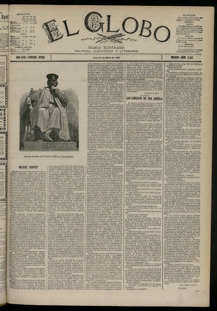 Miniatura de El Globo : diario ilustrado del 28 de marzo de 1892, nº 5987