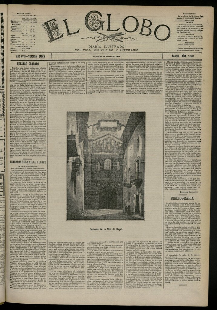 Miniatura de El Globo : diario ilustrado del 29 de marzo de 1892, nº 5988