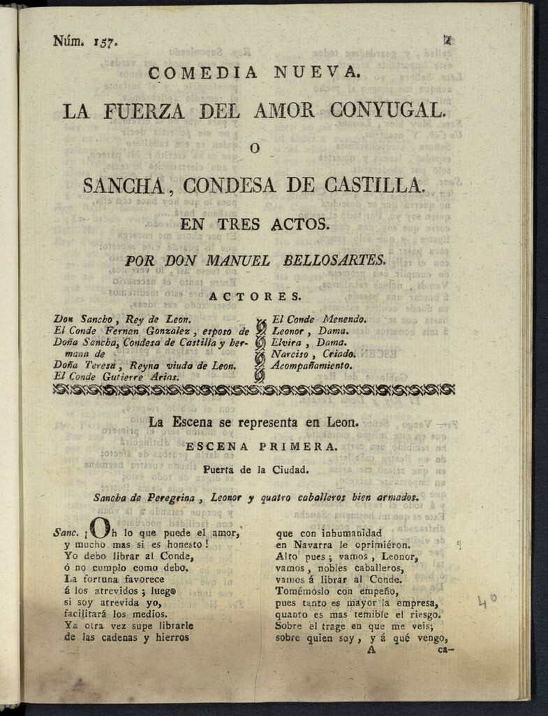 Miniatura de La fuerza del amor conyugal o Sancha, condesa de Castilla