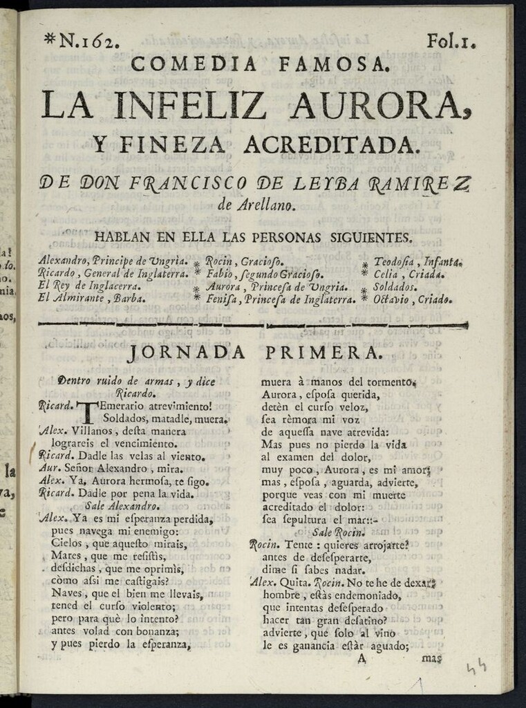 Miniatura de La infeliz Aurora y fineza acreditada