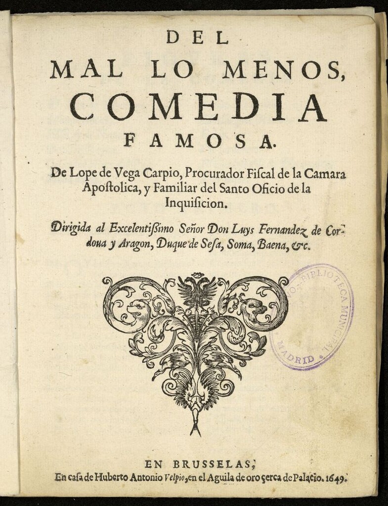 Miniatura de Del mal lo menos, comedia famosa