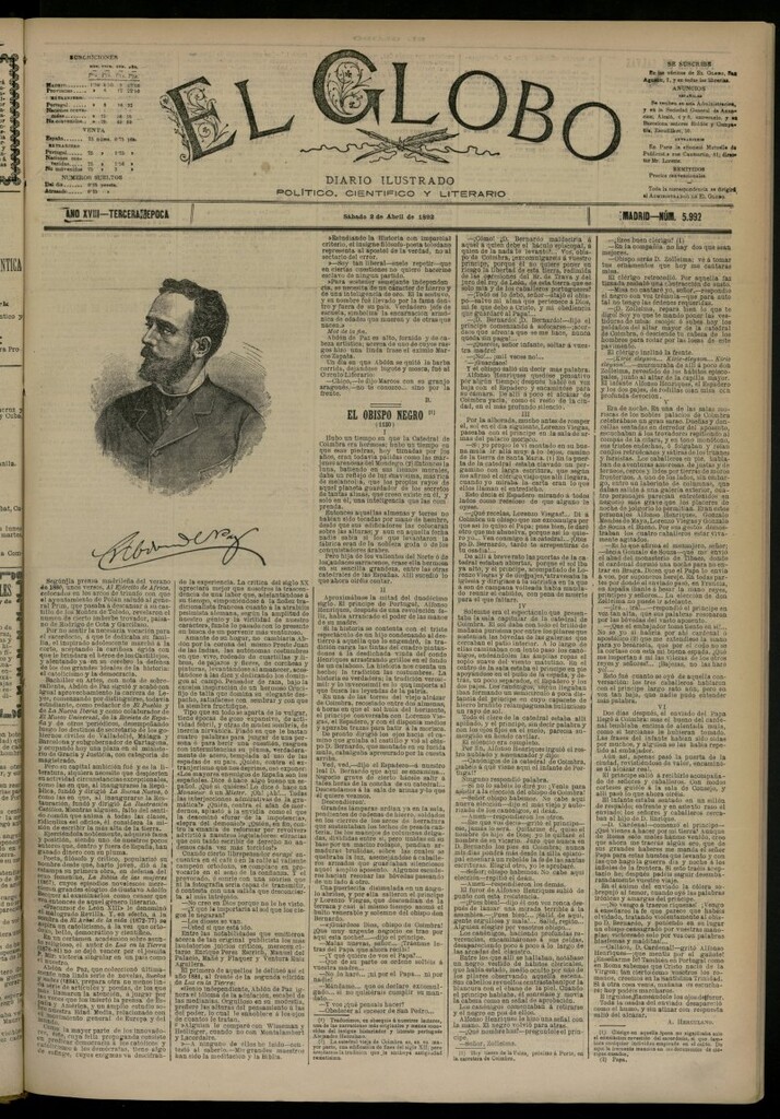 Miniatura de El Globo : diario ilustrado del 2 de abril de 1892, nº 5992