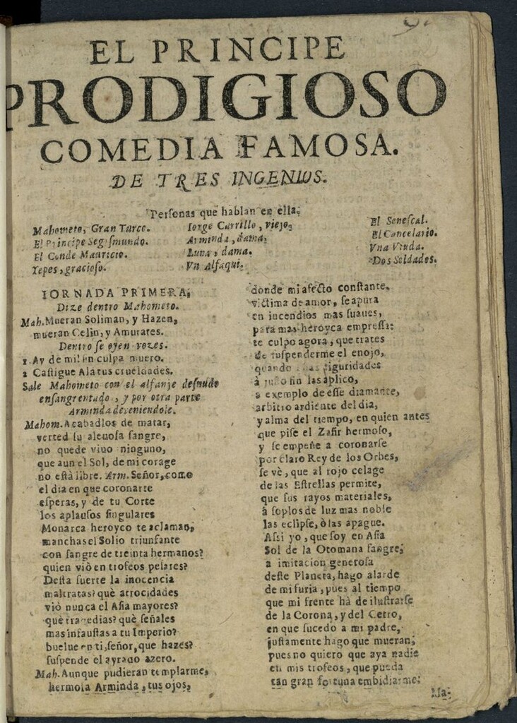 Miniatura de El príncipe prodigioso, y defensor de la fe