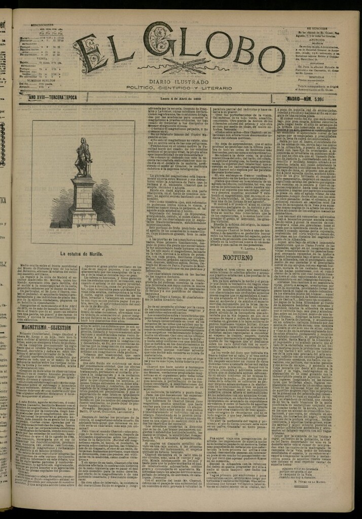 Miniatura de El Globo : diario ilustrado del 4 de abril de 1892, nº 5994