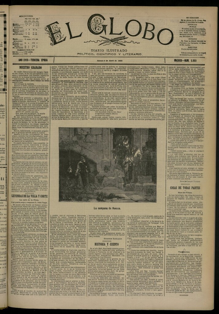 Miniatura de El Globo : diario ilustrado del 9 de abril de 1892, nº 5999