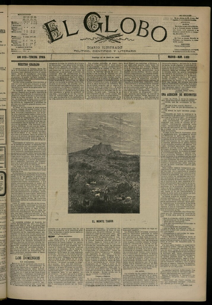 Miniatura de El Globo : diario ilustrado del 10 de abril de 1892, nº 6000