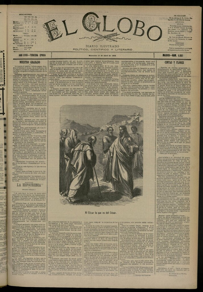 Miniatura de El Globo : diario ilustrado del 13 de abril de 1892, nº 6003