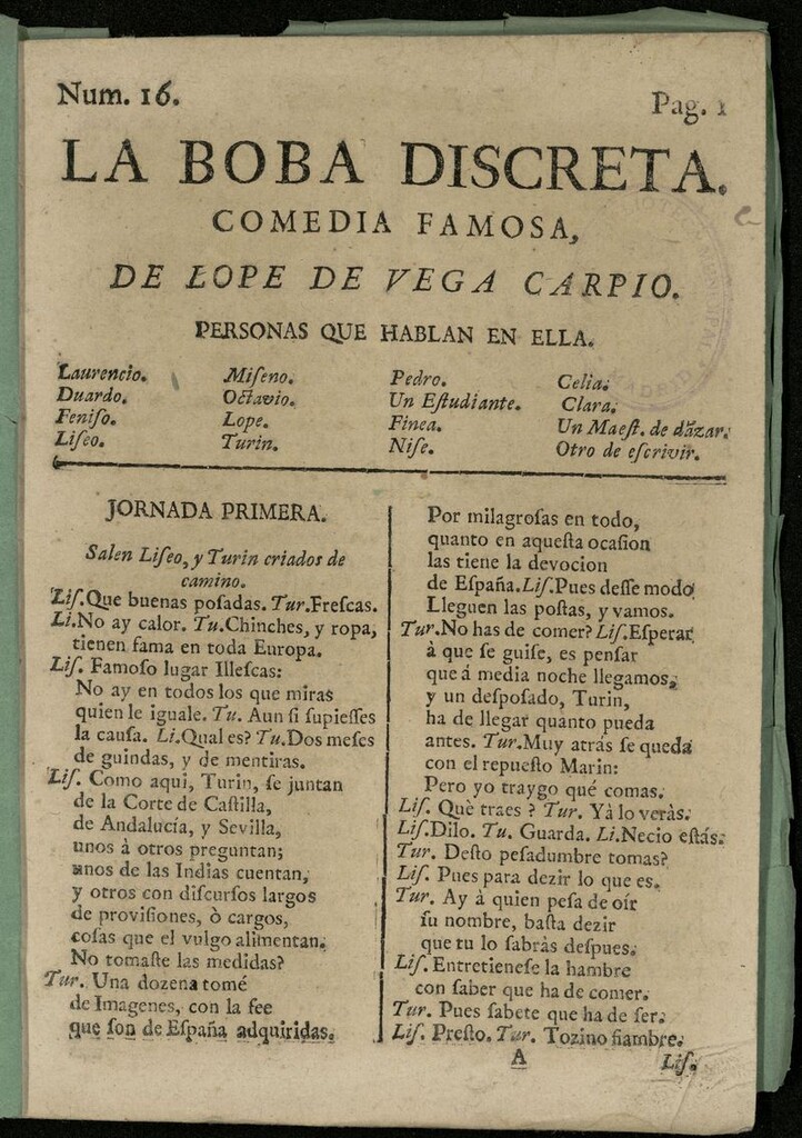 Miniatura de La dama boba