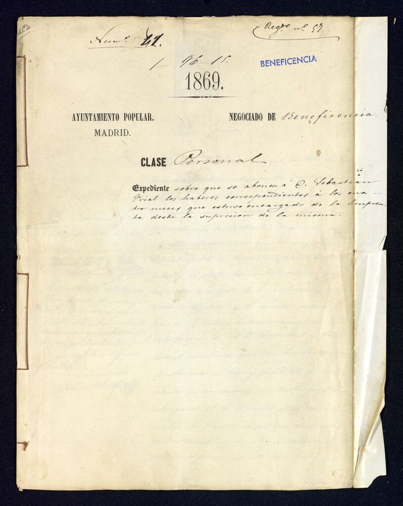 Miniatura de Expediente sobre que se abonen a D. Sebastian Trial los haberes correspondientes a los cuatro meses que estuvo encargado de la Imprenta desde la supresion de la misma