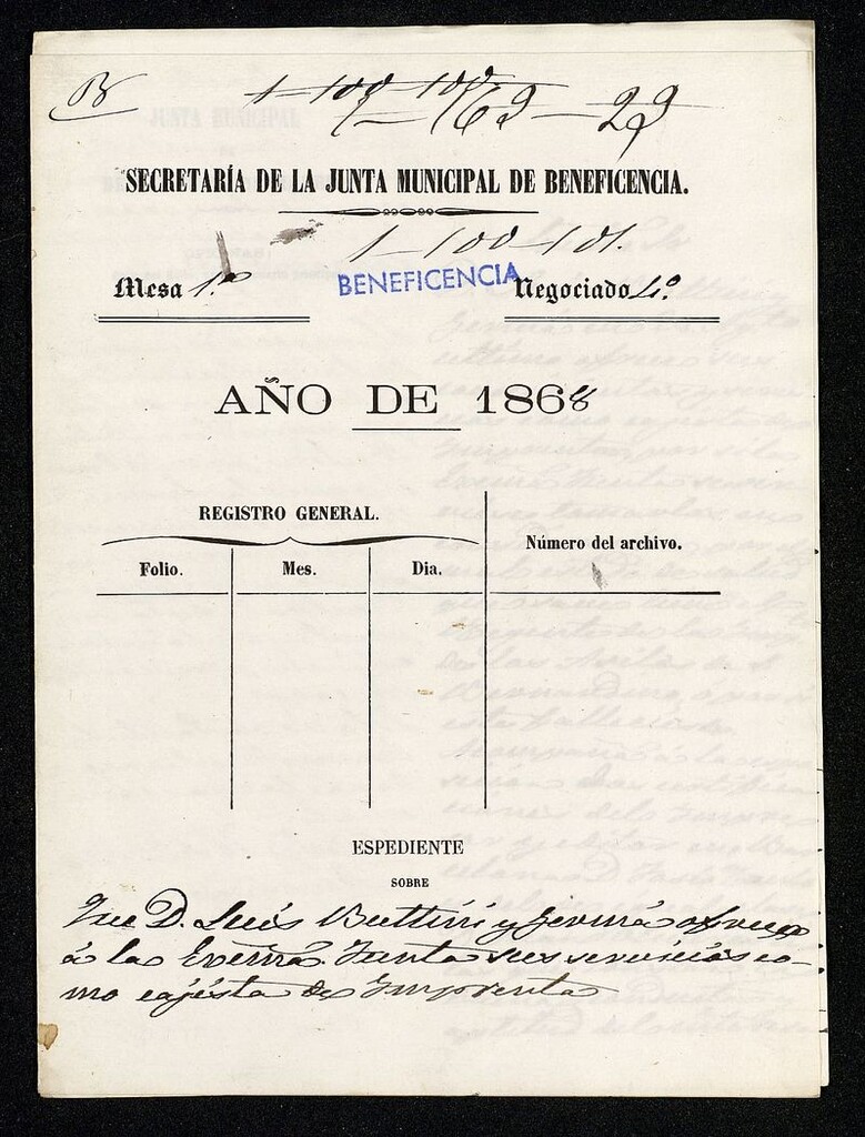 Miniatura de D. Luís Berttini y Germá ofrece a la Exma. Junta sus servicios como cajista de Imprenta