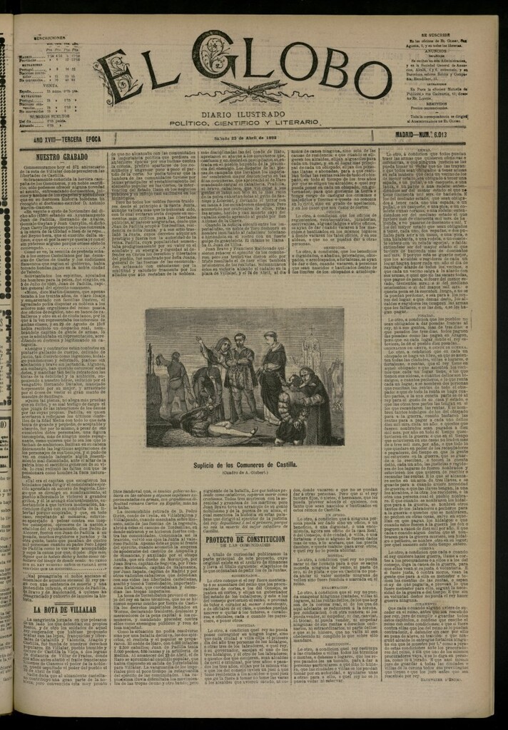 Miniatura de El Globo : diario ilustrado del 23 de abril de 1892, nº 6013