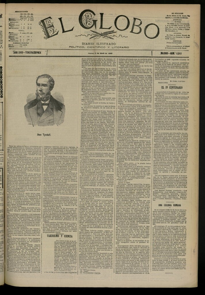 Miniatura de El Globo : diario ilustrado del 28 de abril de 1892, nº 6018