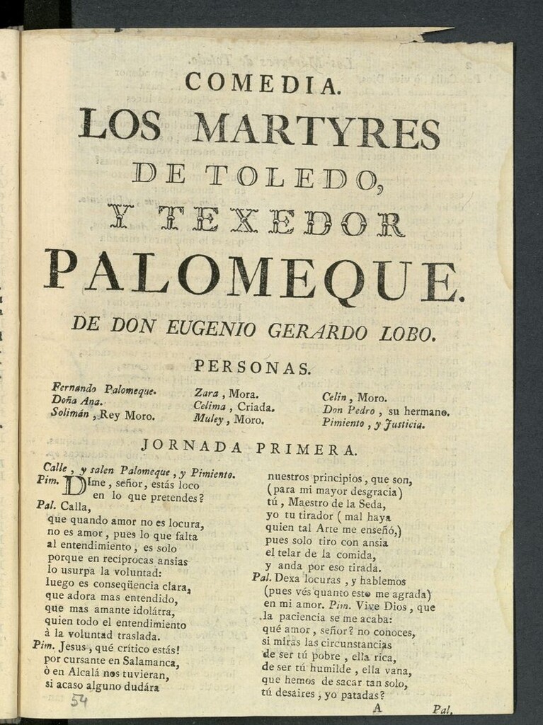 Miniatura de Los mártires de Toledo y tejedor Palomeque
