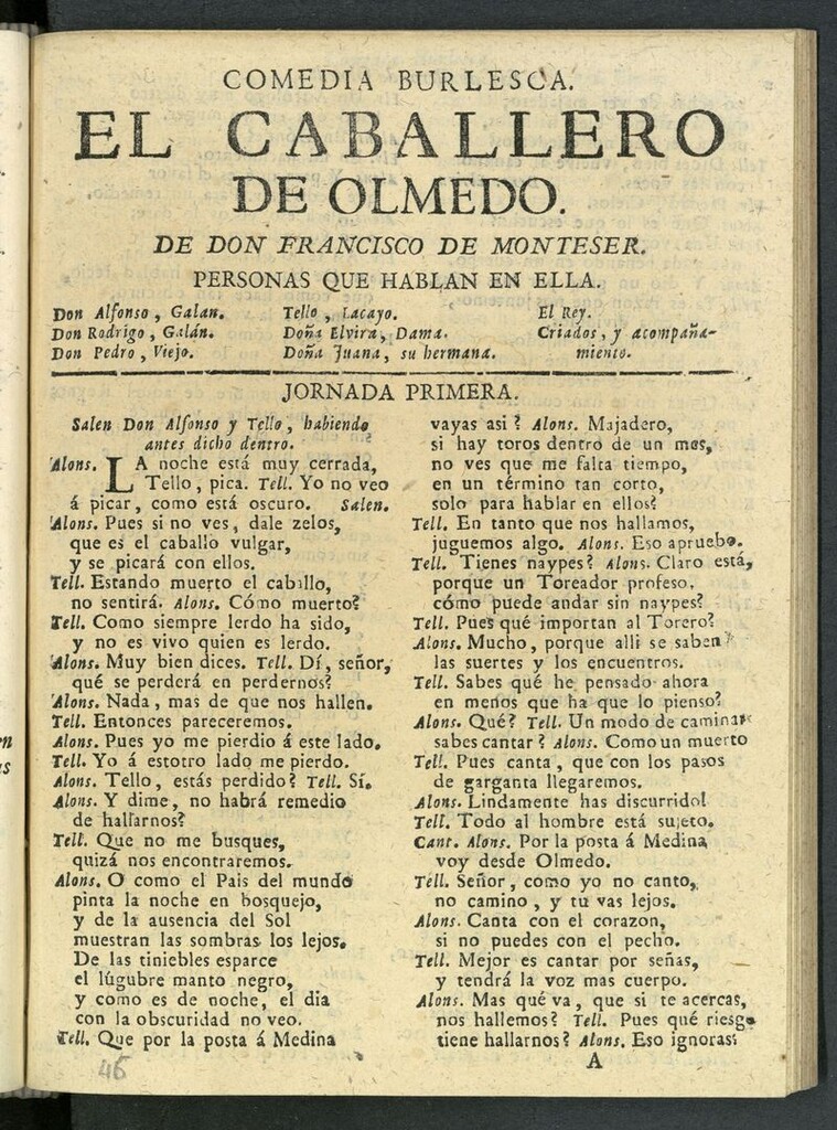 Miniatura de El caballero de Olmedo