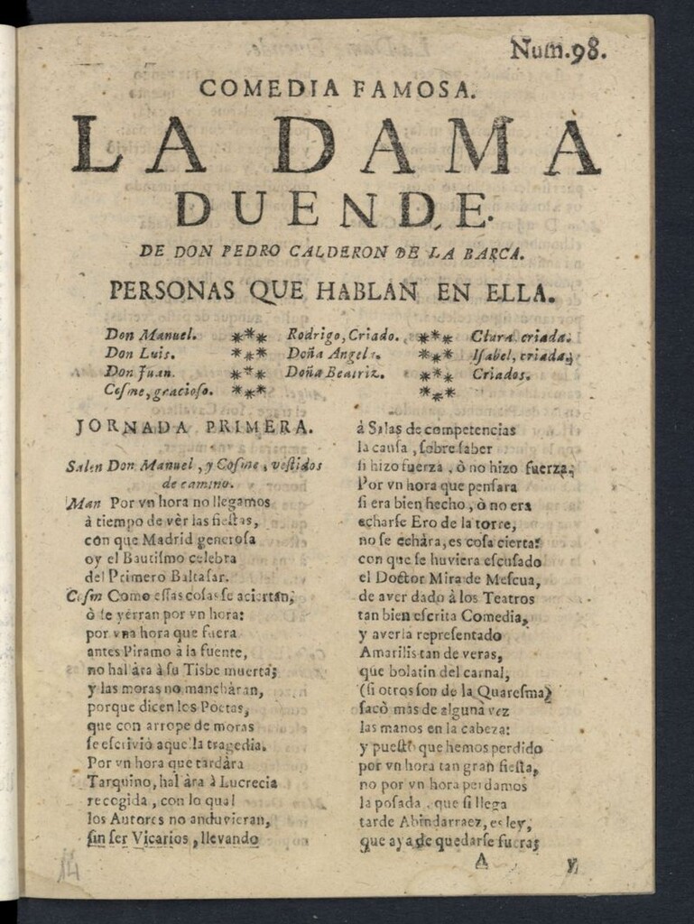 Miniatura de Comedia famosa, La dama duende
