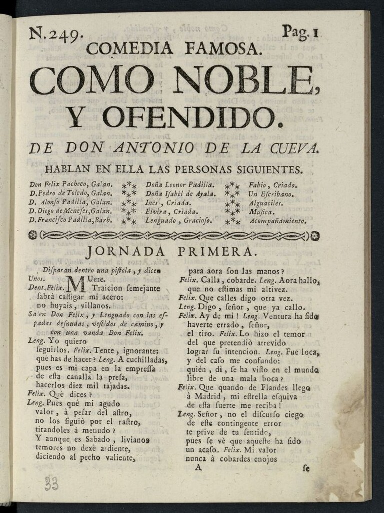 Miniatura de Como noble y ofendido