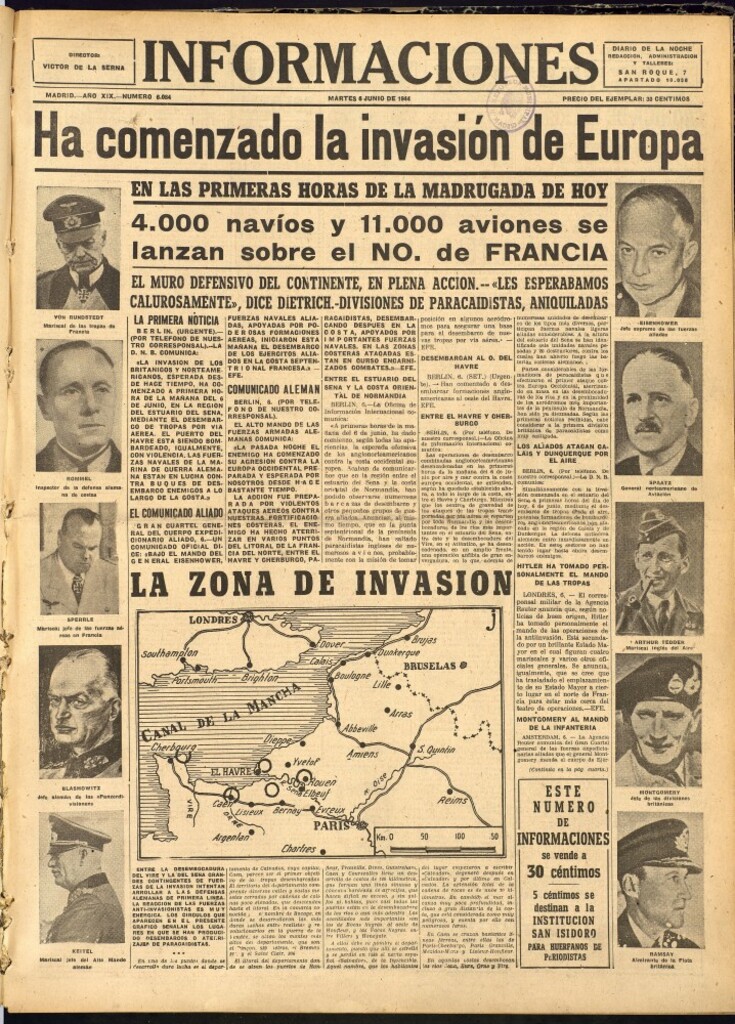 Miniatura de Primeras noticias del desembarco de Normandía en Informaciones