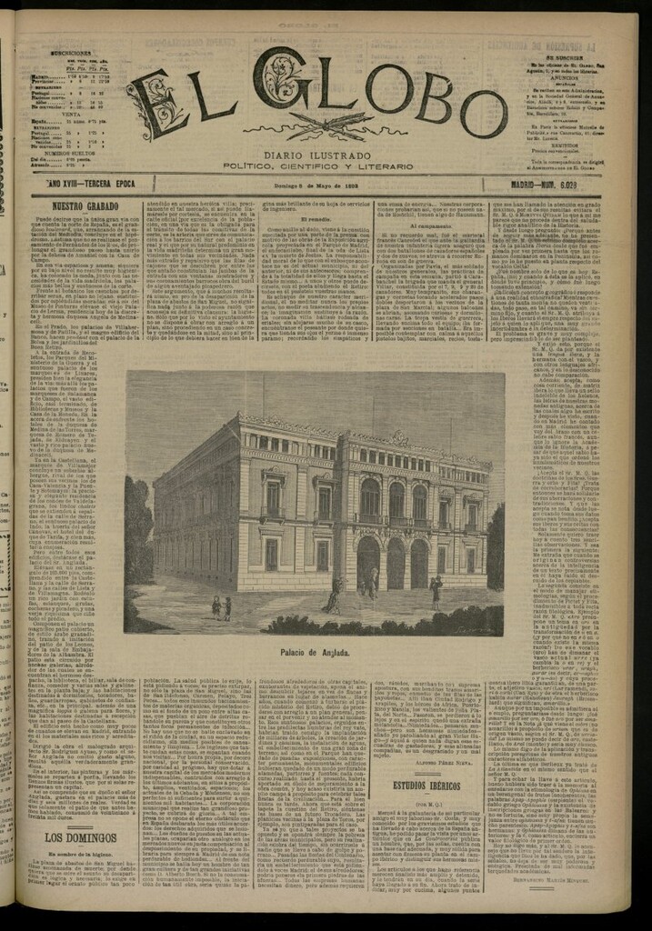 Miniatura de El Globo : diario ilustrado del 8 de mayo de 1892, nº 6028