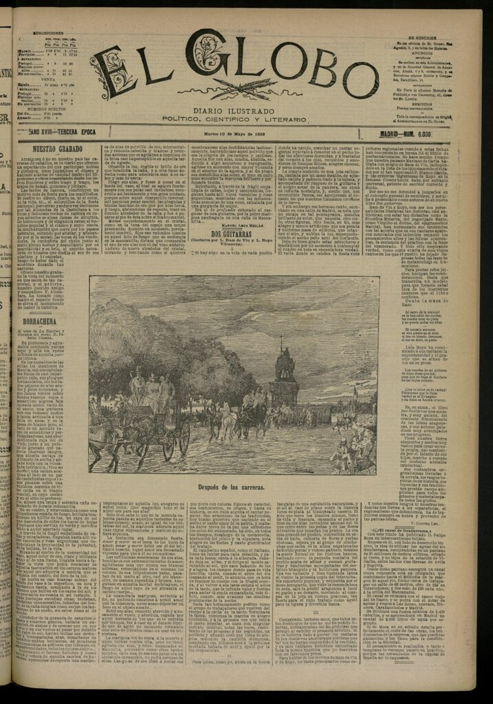 Miniatura de El Globo : diario ilustrado del 10 de mayo de 1892, nº 6030