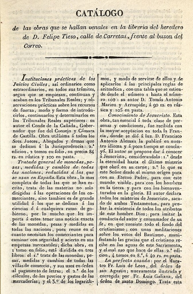 Miniatura de Catálogo de las obras que se hallan venales en la librería del heredero de D. Felipe Tieso, calle de Carretas, frente al buzón del Correo