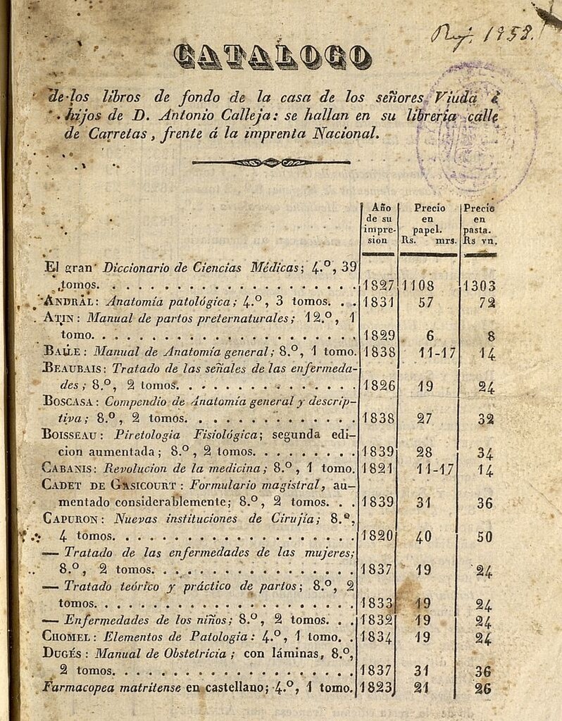 Miniatura de Catálogo de los libros de fondo de la casa de los señores Viuda e hijos de D. Antonio Calleja