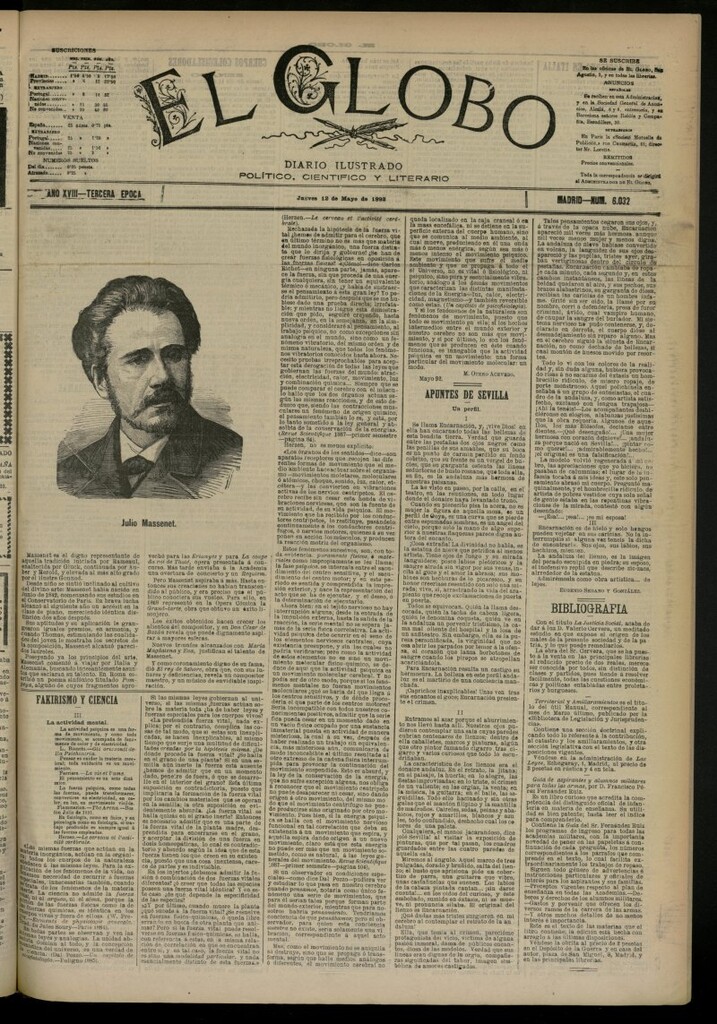 Miniatura de El Globo : diario ilustrado del 12 de mayo de 1892, nº 6032