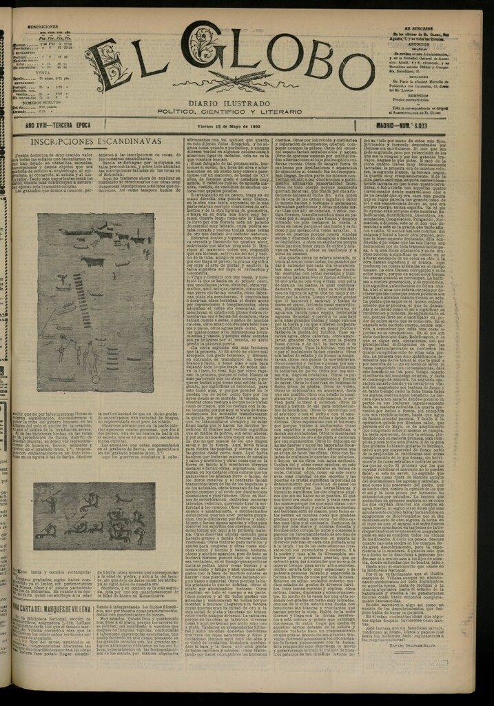 Miniatura de El Globo : diario ilustrado del 13 de mayo de 1892, nº 6033