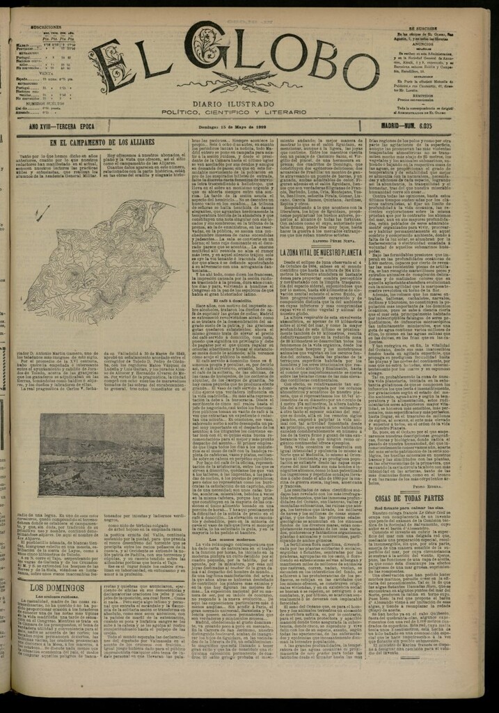 Miniatura de El Globo : diario ilustrado del 15 de mayo de 1892, nº 6035