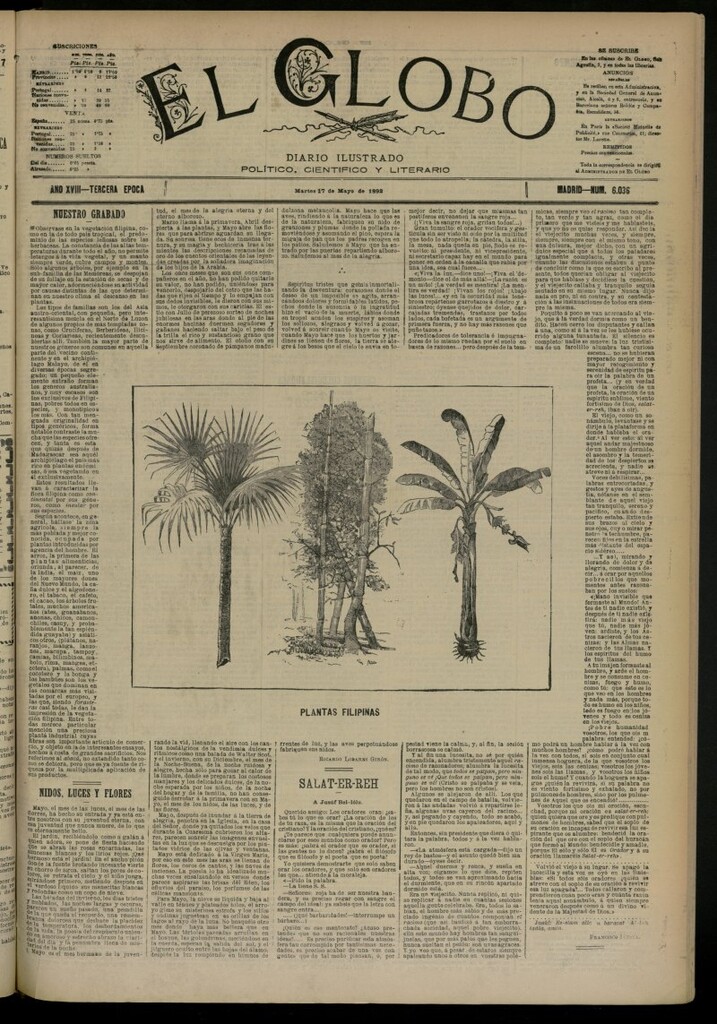 Miniatura de El Globo : diario ilustrado del 17 de mayo de 1892, nº 6036