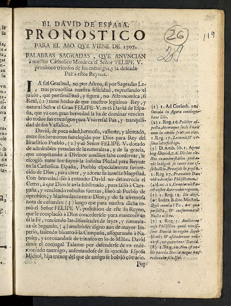 Miniatura de El David de España : pronostico para el año que viene de 1707