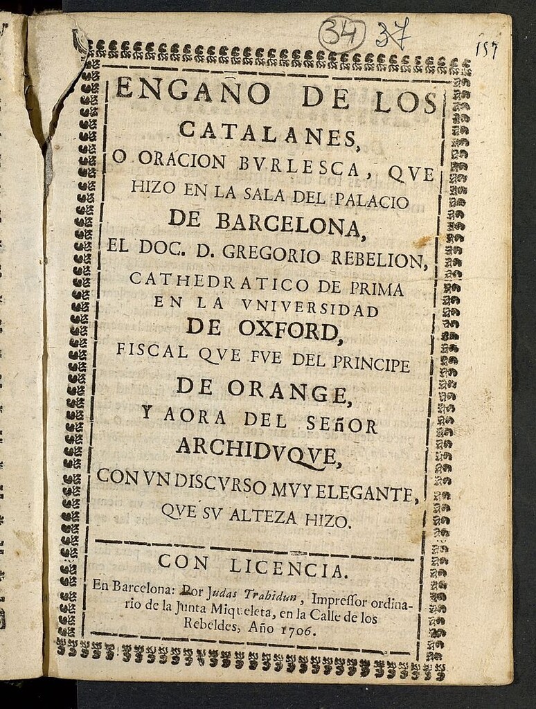 Miniatura de Engaño de los catalanes, o oracion burlesca