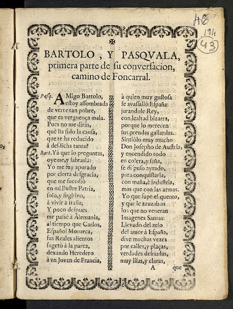 Miniatura de Bartolo y Pascuala : primera parte de su conversacion camino de Foncarral.
