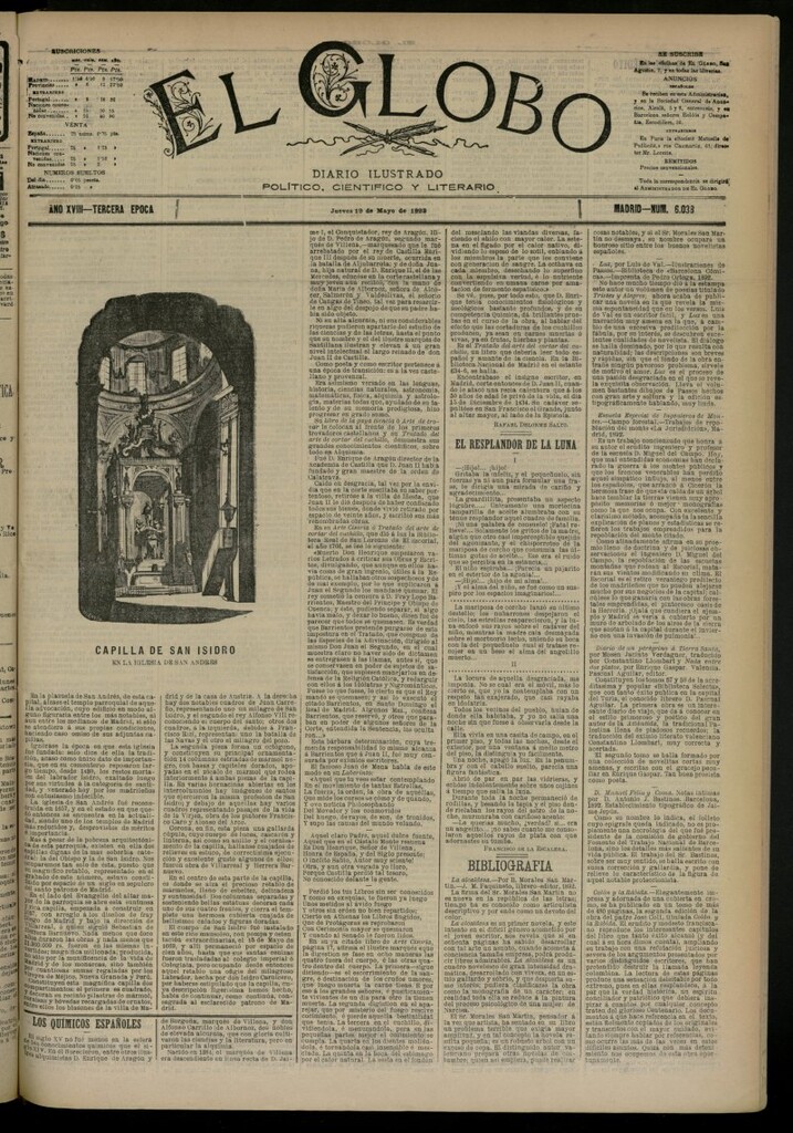 Miniatura de El Globo : diario ilustrado del 19 de mayo de 1892, nº 6038
