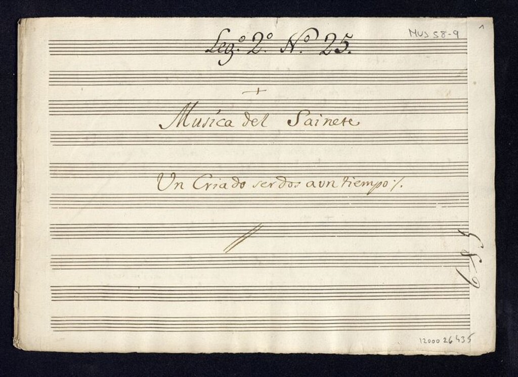 Miniatura de Música del sainete Un criado ser dos a un tiempo