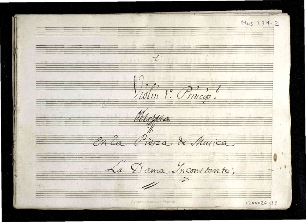 Miniatura de Musica de la pieza en dos actos La dama ynconstante