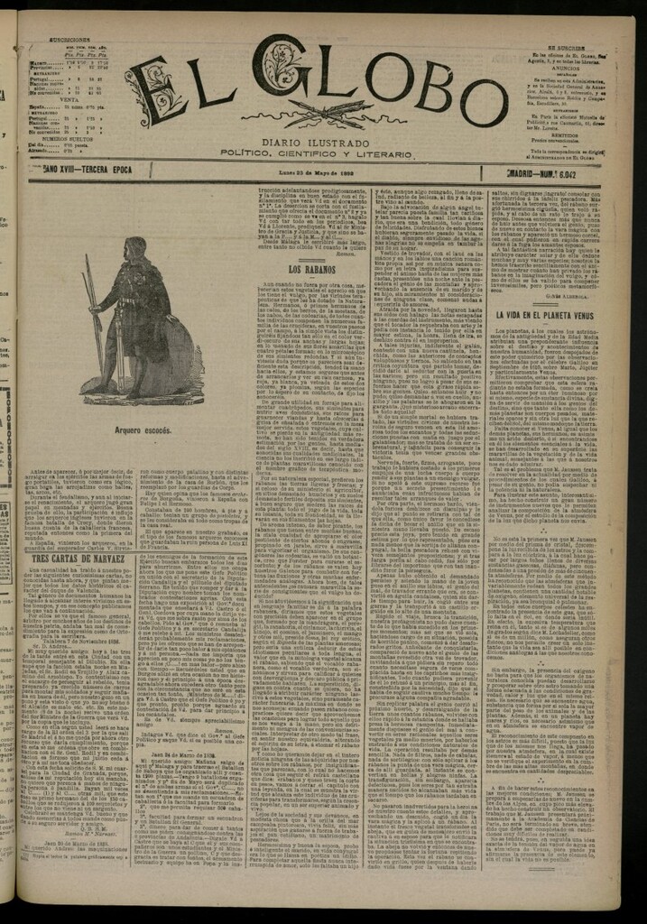 Miniatura de El Globo : diario ilustrado del 23 de mayo de 1892, nº 6042