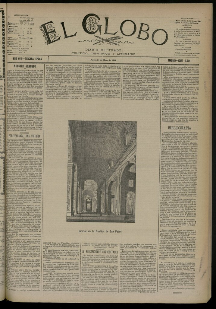 Miniatura de El Globo : diario ilustrado del 26 de mayo de 1892, nº 6045