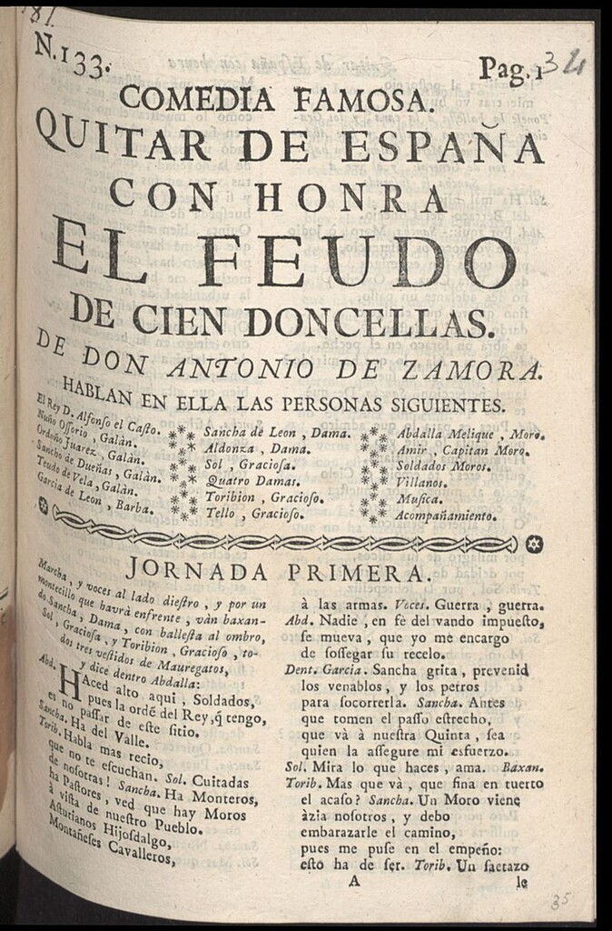 Miniatura de Quitar de España con honra el feudo de cien doncellas