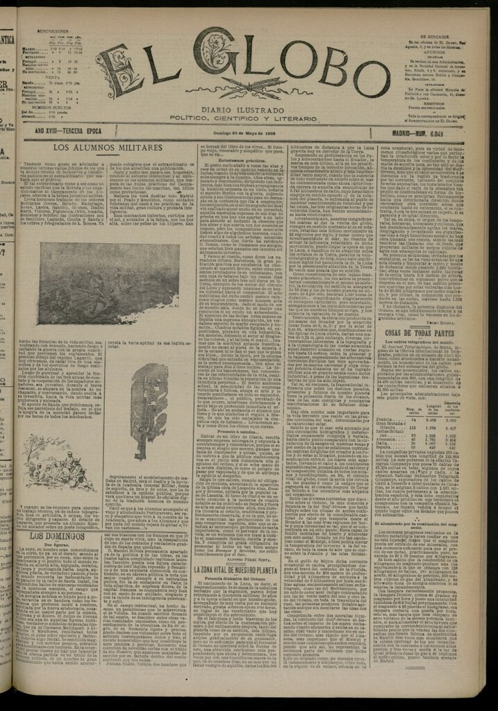 Miniatura de El Globo : diario ilustrado del 29 de mayo de 1892, nº 6048