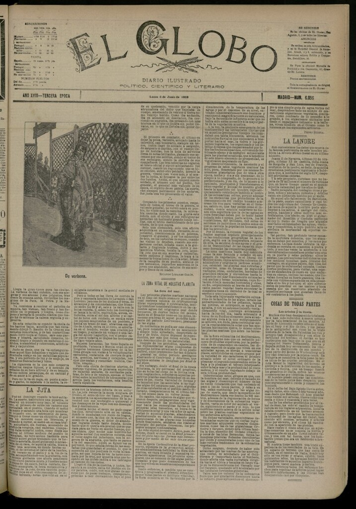Miniatura de El Globo : diario ilustrado del 6 de junio de 1892, nº 6056