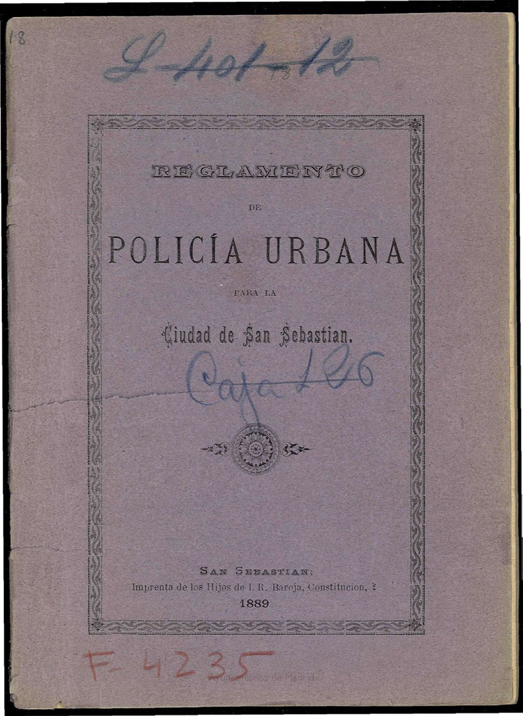 Miniatura de Reglamento de Policía Urbana para la Ciudad de San Sebastian