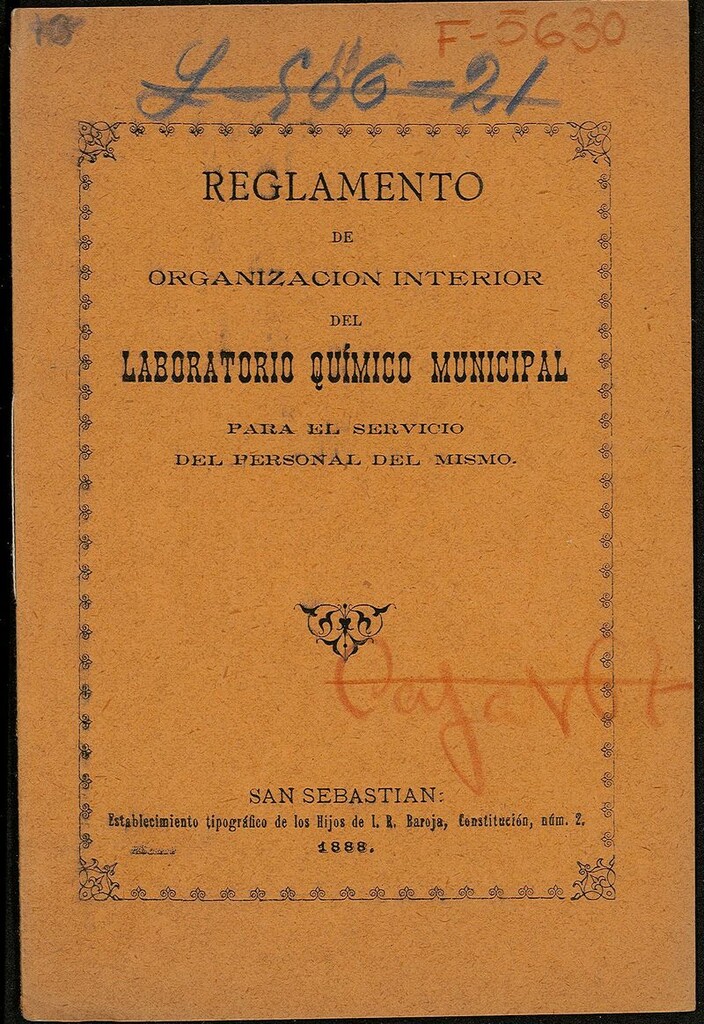 Miniatura de Reglamento de organizción interior del laboratorio químico municipal para el servicio del personal del mismo