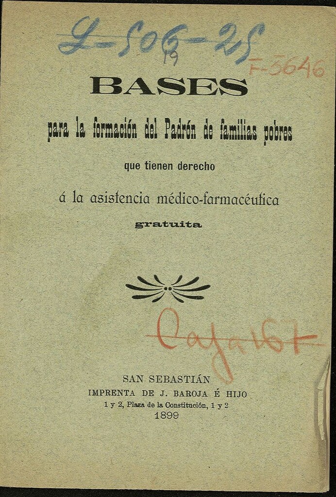 Miniatura de Bases para la formación del padrón de familias pobres que tienen derecho a la asistencia médico-farmaceútica gratuita