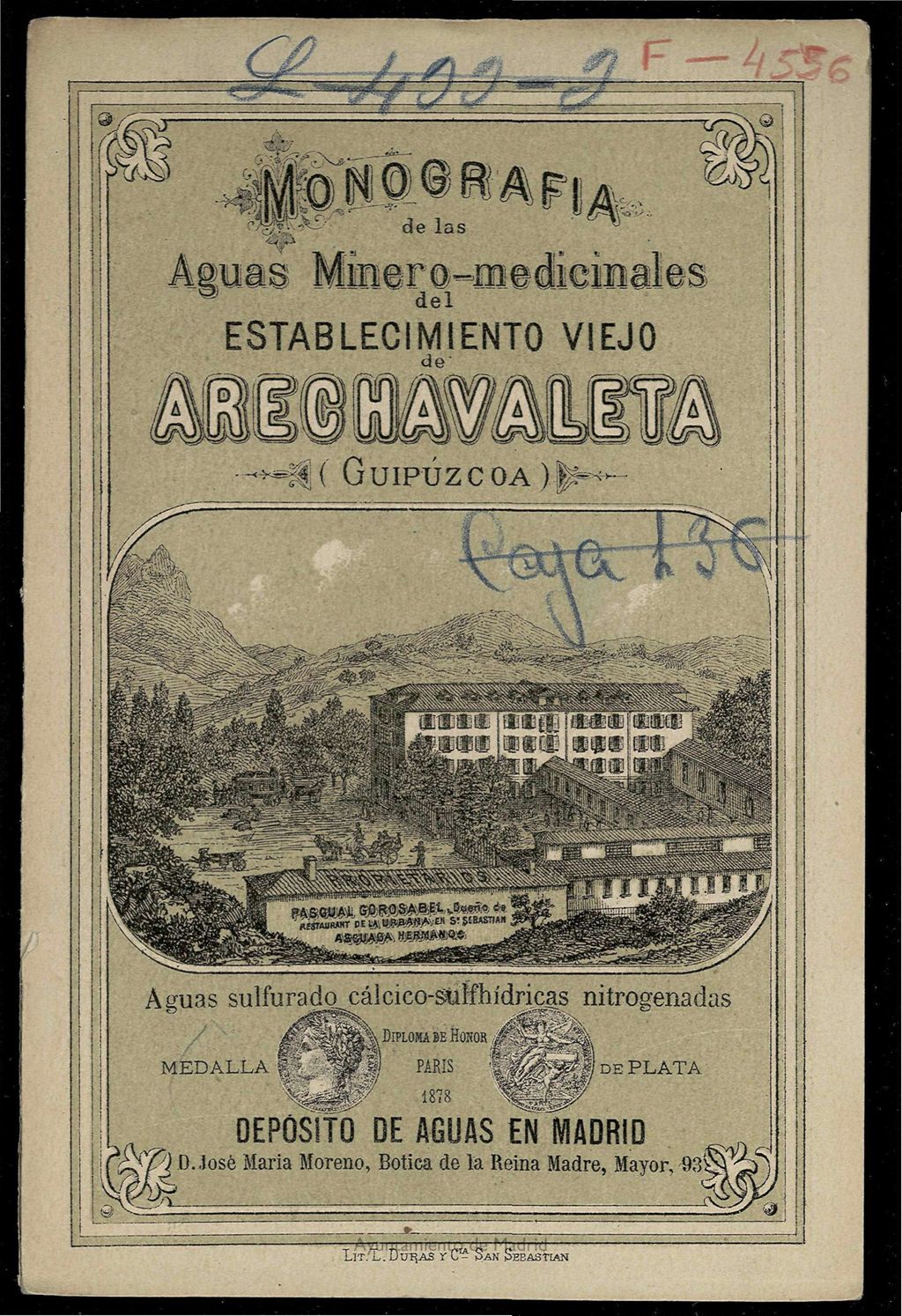Miniatura de Monografía de las aguas minero-medicinales de los baños viejos de Arechavaleta, provincia de Guipúzcoa