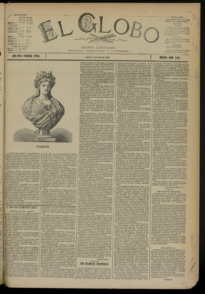 Miniatura de El Globo : diario ilustrado del 11 de junio de 1892, nº 6061
