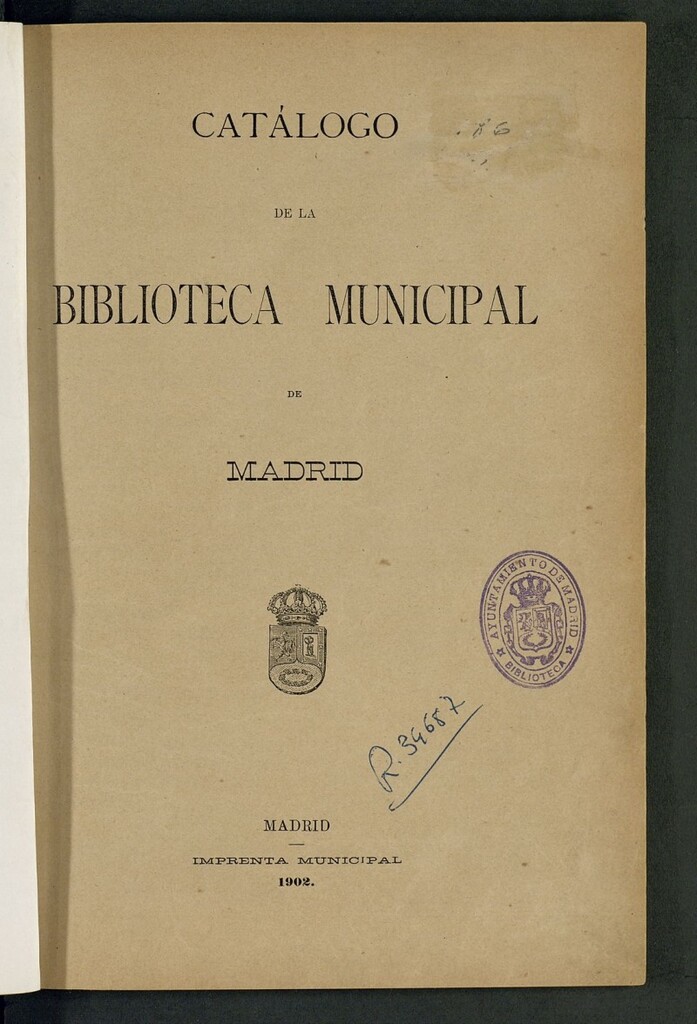 Miniatura de Catalogo de la Biblioteca Municipal de Madrid