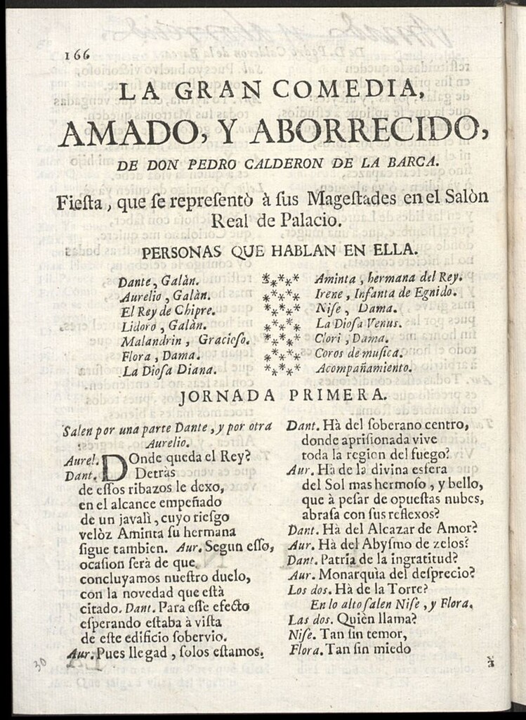 Miniatura de La gran comedia, Amado y aborrecido: fiesta que se representó a sus magestades en el Salòn Real de Palacio / de don Pedro Calderon de la Barca