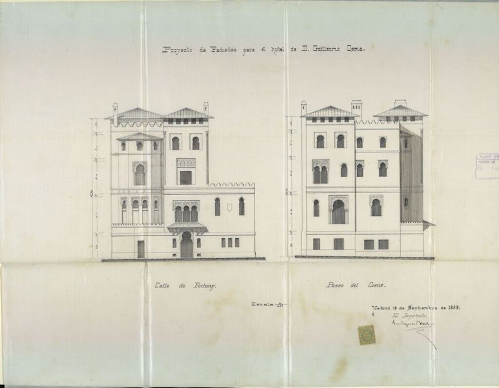 Miniatura de Expediente incoado por D. Guillermo de Osma que solicita tira de cuerdas y licencia para construir un hotel en la calle de Fortuny y Paseo del Cisne.
